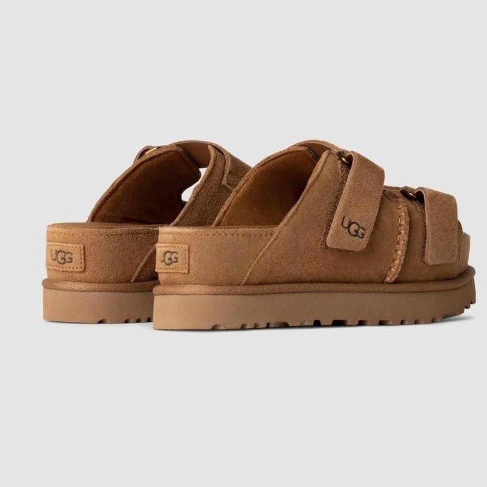 🆕️ NWT - UGG Goldenstar Chestnut Suede Platform Sandals slides Womens 8 - Picture 2 of 16
